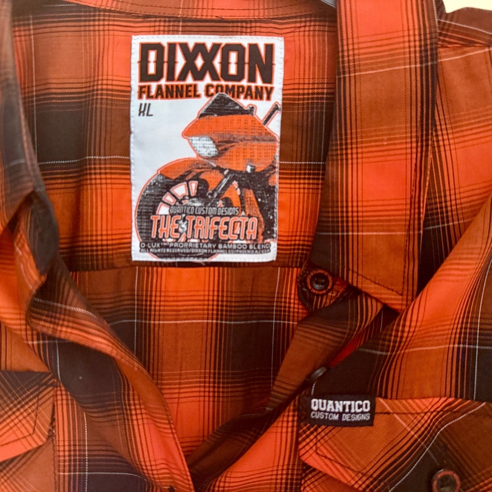 DIXXON Women's The Trifecta Quantico Orange Plaid Button Down Shirt